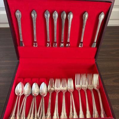 (36) Piece Antique Silverplate Flatware Set 