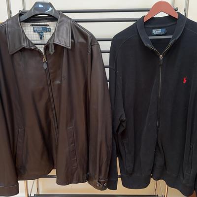 Ralph Lauren Men’s Leather Coat 2xl & Ralph Lauren Zip Sweater 2 Xl 
