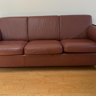 Near Perfect Leather Couch Terra Cotta Brown