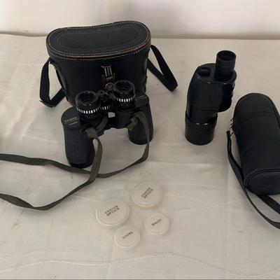 Vintage Tasco Fully Coated Optics Binoculars and Berkut Monocular w/case