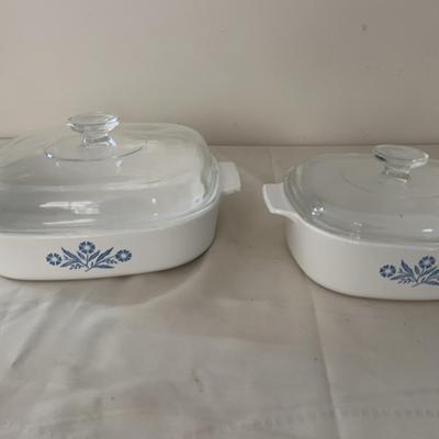 Vintage Blue Cornflower Corning Ware Casserole Dishes (1. A-10-B (9 3/4x 9 3/4) & A-2-B  2qt)