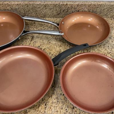 2 Gothem Steel Copper Bottom Pans, 2 IKO Copper Bottom Pans