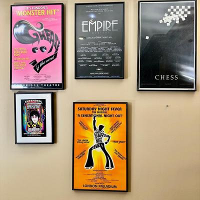 Framed Musical Poster Lot | Grease, Chess, Saturday Night Fever, Imagine & Empire | Set of 5