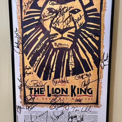 Framed Broadway Lion King Poster – Cast-Signed at New Amsterdam Theatre, Disney Musical Memorabilia