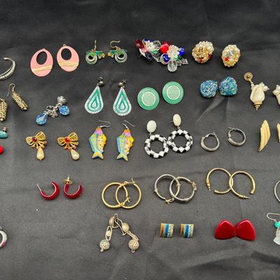 Vintage Earrings Lot – Bold Statement & Costume Styles & Hand-Painted Designs