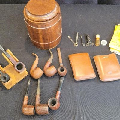 Vintage Pipe Smoker’s Collection |  Pipes, Stand, Tobacco Jar, Tools & Accessories