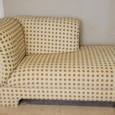Modern Chaise Lounge with Polka Dot Upholstery | Stylish Cream & Olive Pattern