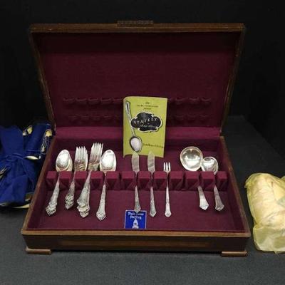 State House Sterling Silver Flatware Set – 34 Pieces with Storage Rolls and Polishing Cloth