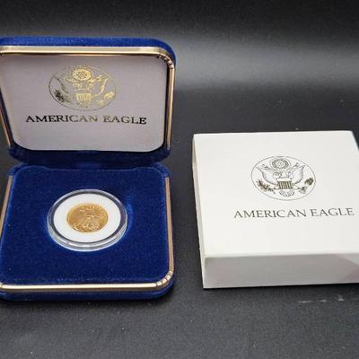 2006 $5 American Eagle Gold Bullion Coin – 1/10 oz Fine Gold in Display Case