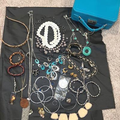 Costume Jewelry With Small Jewelry Box To Hold It All