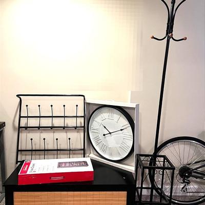 Coat Rack, Trunk, Shoe Closet And A Clock