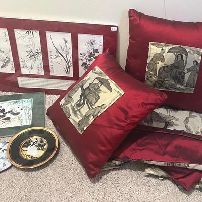 Asian Prints, Pillows, Chokin Plate And More