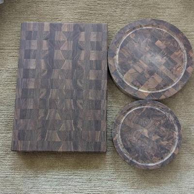 KKT067 - Three Butcher Blocks / Cutting Boards Black Walnut End Grain