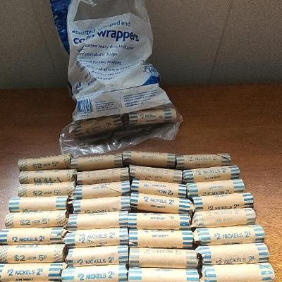 KKT339 - Forty-Two Rolls of Unsearched Nickels Includes Extra Wrappers