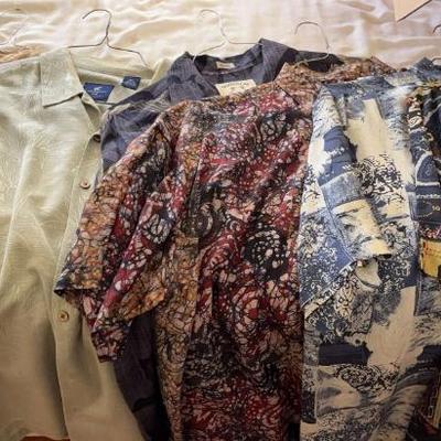 KKT378 - Lot of Seven 100% Silk Aloha Shirts Various Brands