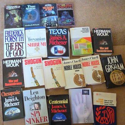 KKT101 Collectible Vintage Hardcover Books w/Dust Jackets - Michener, Wouk, Clavell, Grisham, More