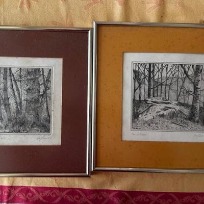 KKT317 - Ray Olsen (1979) Framed Sketches “Forest Floor” And “Forest Interior”
