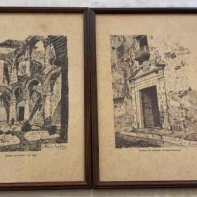 KKT359-Ink drawing prints of places in Columbia