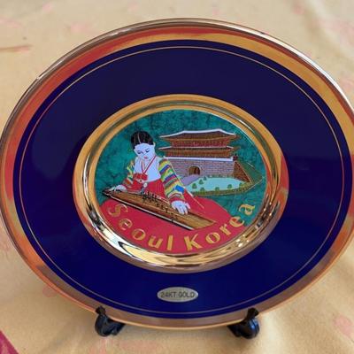 KKT046-24KT gold edged decorative plate from Korea