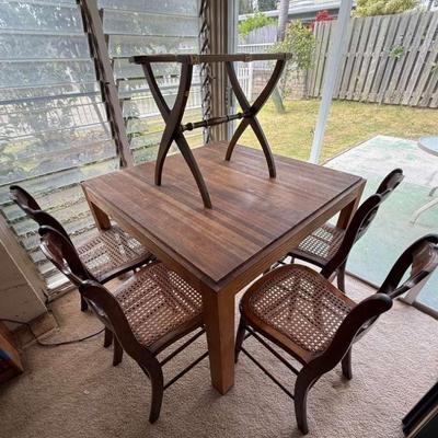 KKT299 Four Antique Chairs and Wood Table