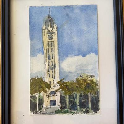 KKT034 - Unknown Artist (possible) Original Watercolor of Aloha Tower