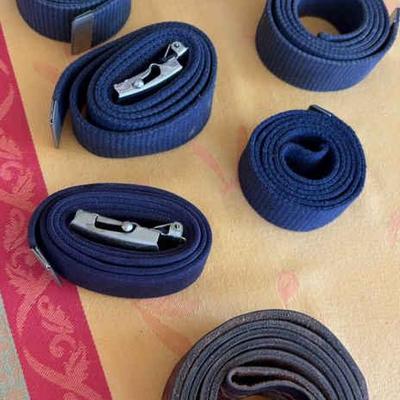 KKT049-Navy blue cotton and polyester belts and handcrafted leather belt