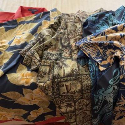 KKT385-Seven XL-3XL Aloha Shirts with AFCEA Embroidered Logo Various Brands