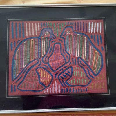 KKT193 - Still Another Framed Handcrafted Panamanian Mola of Birds