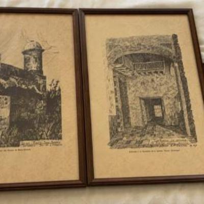 KKT358-Ink drawing prints of places in Columbia