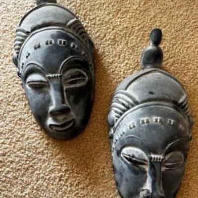 KKT220 - Pair of Ceramic African Masks Wall Decor