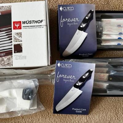 KKT444 - Wustof & Cutco Knives - Steak Knife And Cutlery Set With Sharpener And Wall Rack
