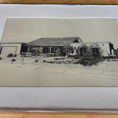 KKT011-Pen and ink drawing of a house by Ray Olsen 1981