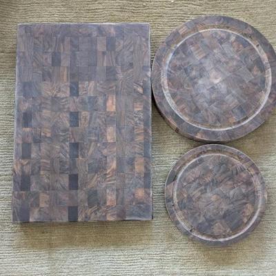 KKT064 - Three Butcher Blocks / Cutting Boards Black Walnut End Grain