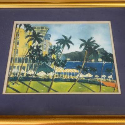 KKT019-Framed print of Waikiki Beach resorts