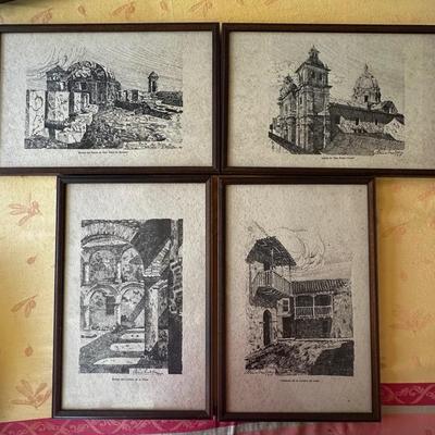 KKT316 - Arnoldo Michaelsen (1897-1963) Set Of 4 Framed Prints Of Latin America