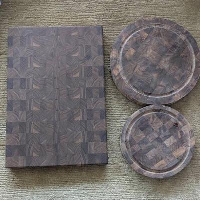 KKT070 - Three Butcher Blocks / Cutting Boards Black Walnut End Grain