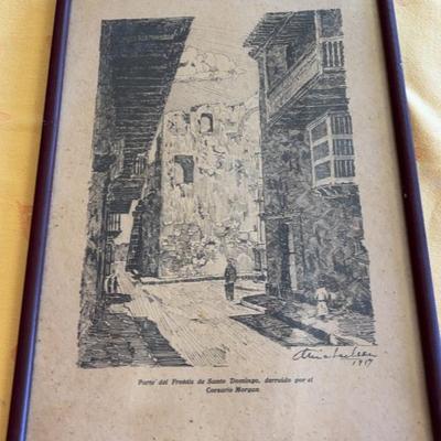 KKT035-Print of an illustration of Colonial City of Santo Domingo in the Dominican Republic in 1917