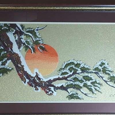 Asian Inspired Bunka Embroidered Art
