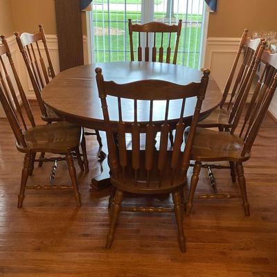 Wooden Table and Six Chairs
