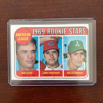 1969 Topps Baseball Card. American League Rookie Stars. Rollie Fingers HOF Rookie Card