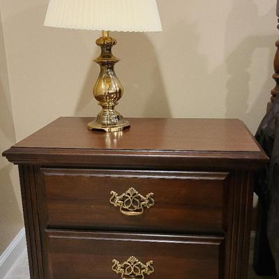 Wooden Nightstand / Side Table with Lamp