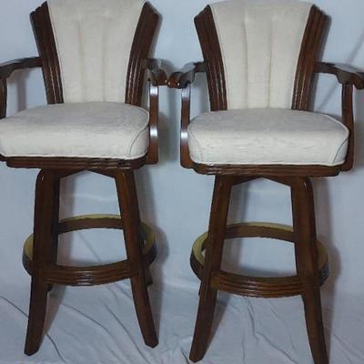 Art Deco Styled Swivel Stools with Shell Shaped Back 