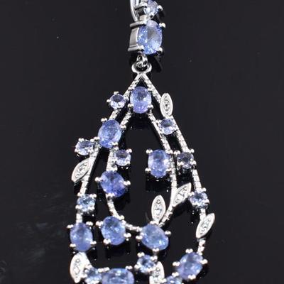Sterling Silver Natural Unheated Tanzanite Pendant