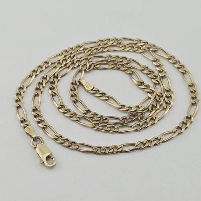 Sterling Silver Italian Gold Vermeil Figaro Link Chain Necklace 