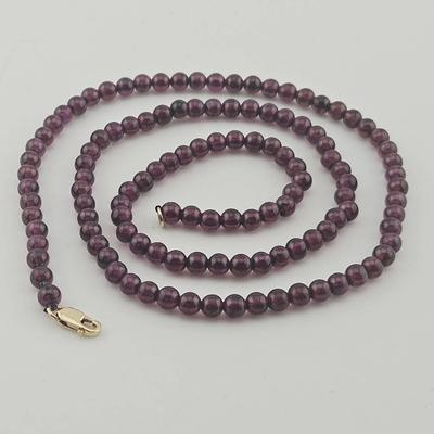 14k Rhodolite Garnet Bead Necklace 