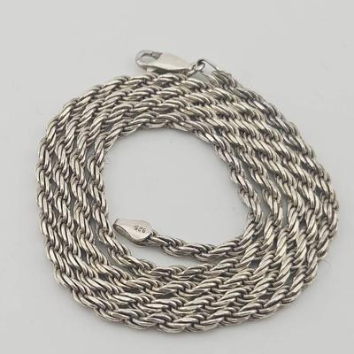 Sterling Silver 3mm Rope Chain Necklace 