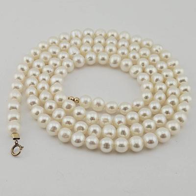 Gold Filled White 7mm Pearl Necklace