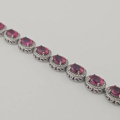 Sterling Silver 19 CTW Ruby Bracelet 