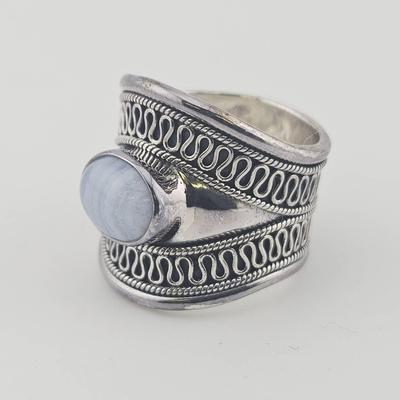 Sterling Silver Blue Lace Agate Ring