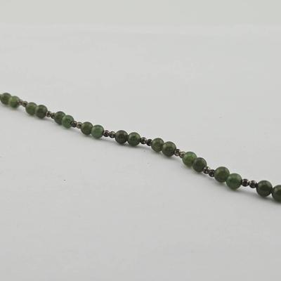 Sterling Silver & Chrysoprase Bead Bracelet 